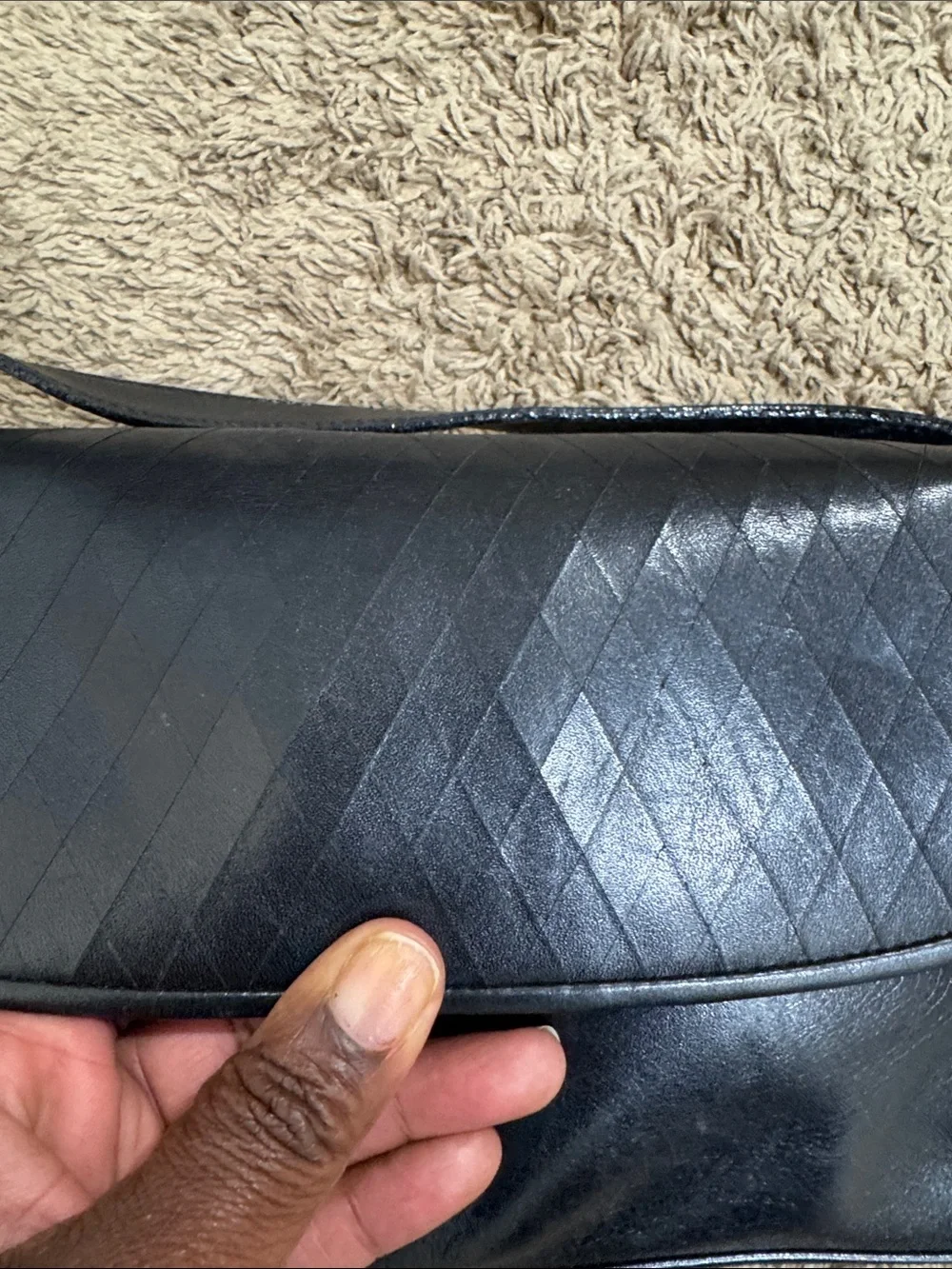 VTG Etienne Aigner Black Leather Crossbody Envelope Bag Woven Flap Minimalist
